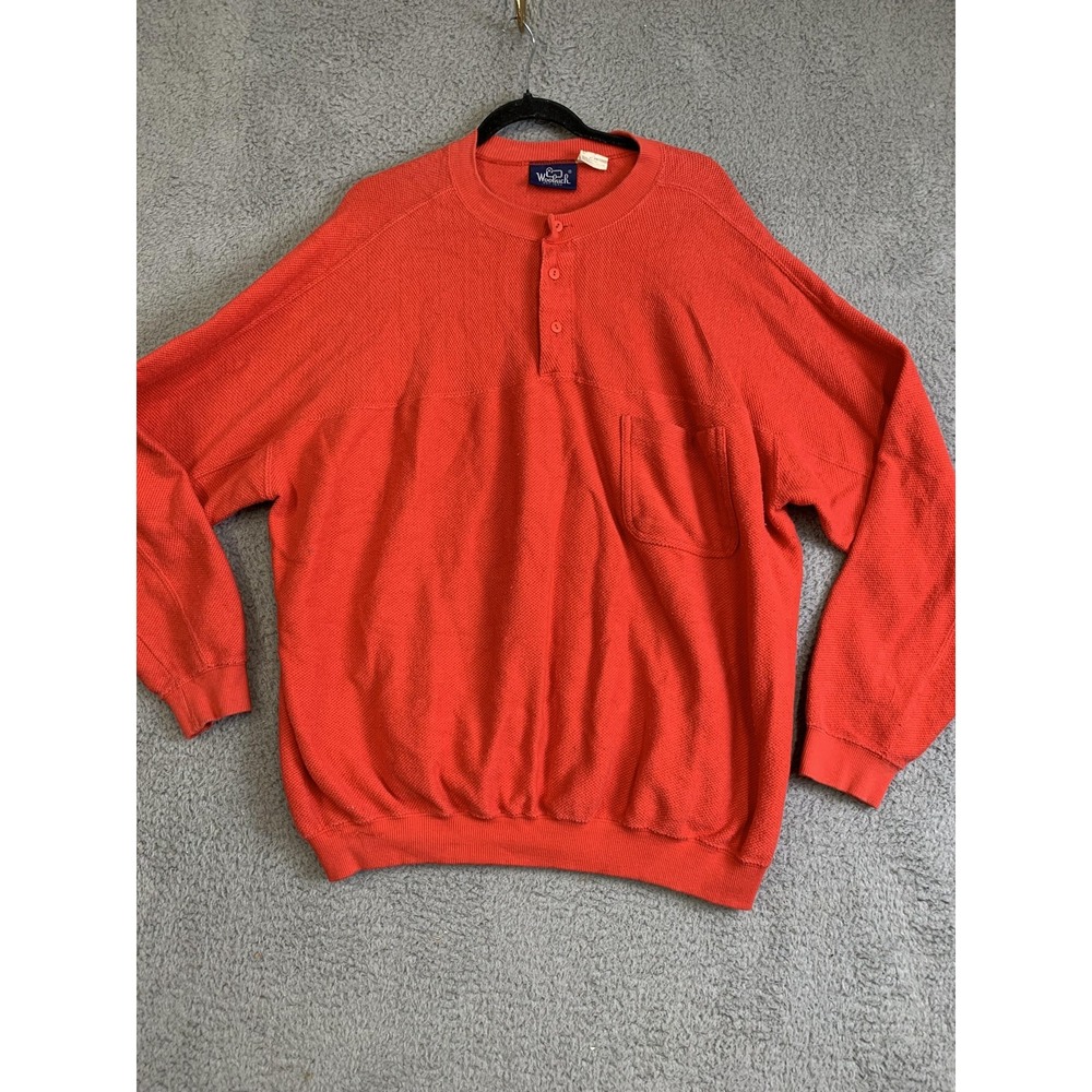 Woolrich Sweater Mens Large Henley Pullover Knit Pocket Crewneck Casual